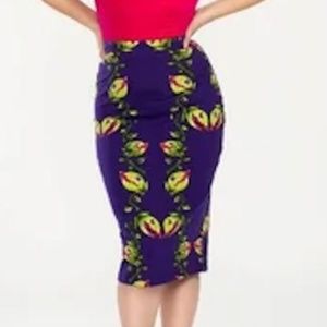 'Flytrap' print pencil skirt (discontinued) - Pinup Couture